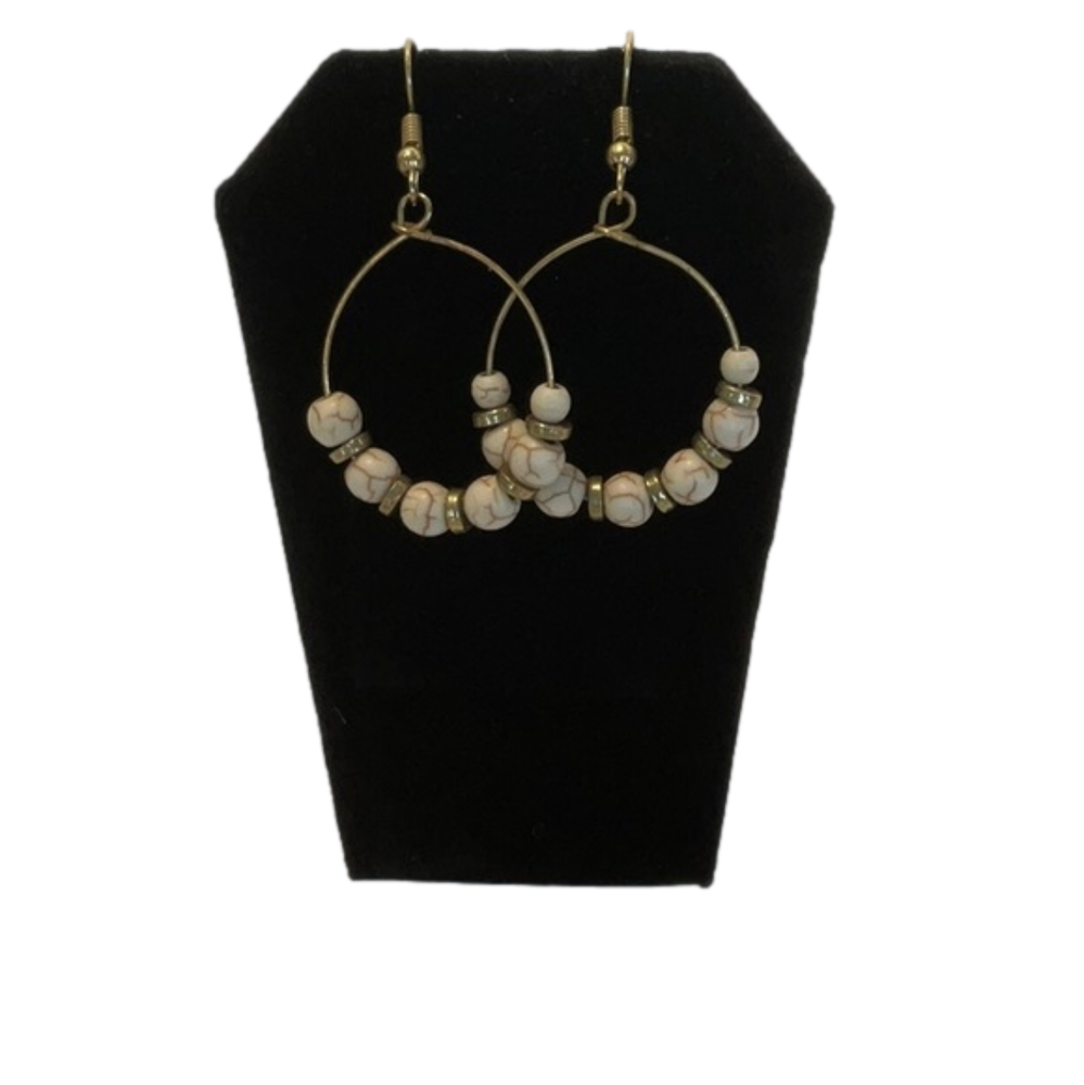 Earrings Goldtone Circles with Beads and Bangles